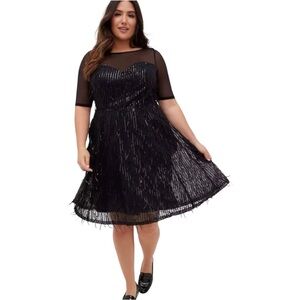 torrid Black Mesh & Sequin Midi Dress
